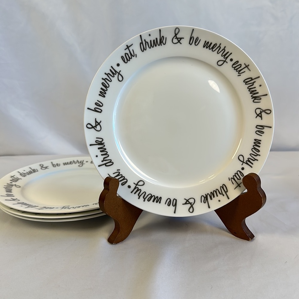 Vintage Ciroa Bone China "Be Merry" Salad/Dessert Plate Retired -set of 4